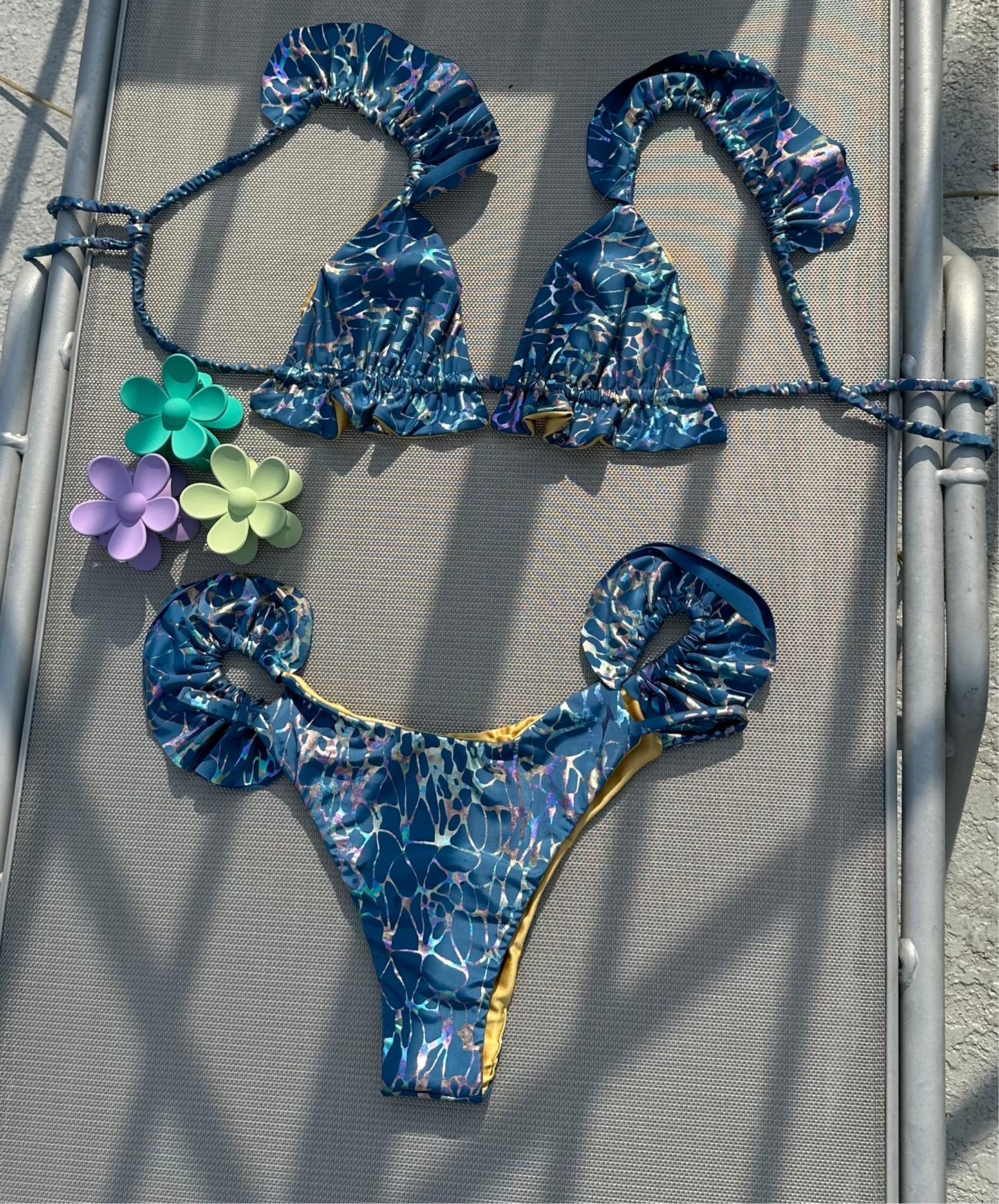 Poolside Ibiza Ruffled bikini top